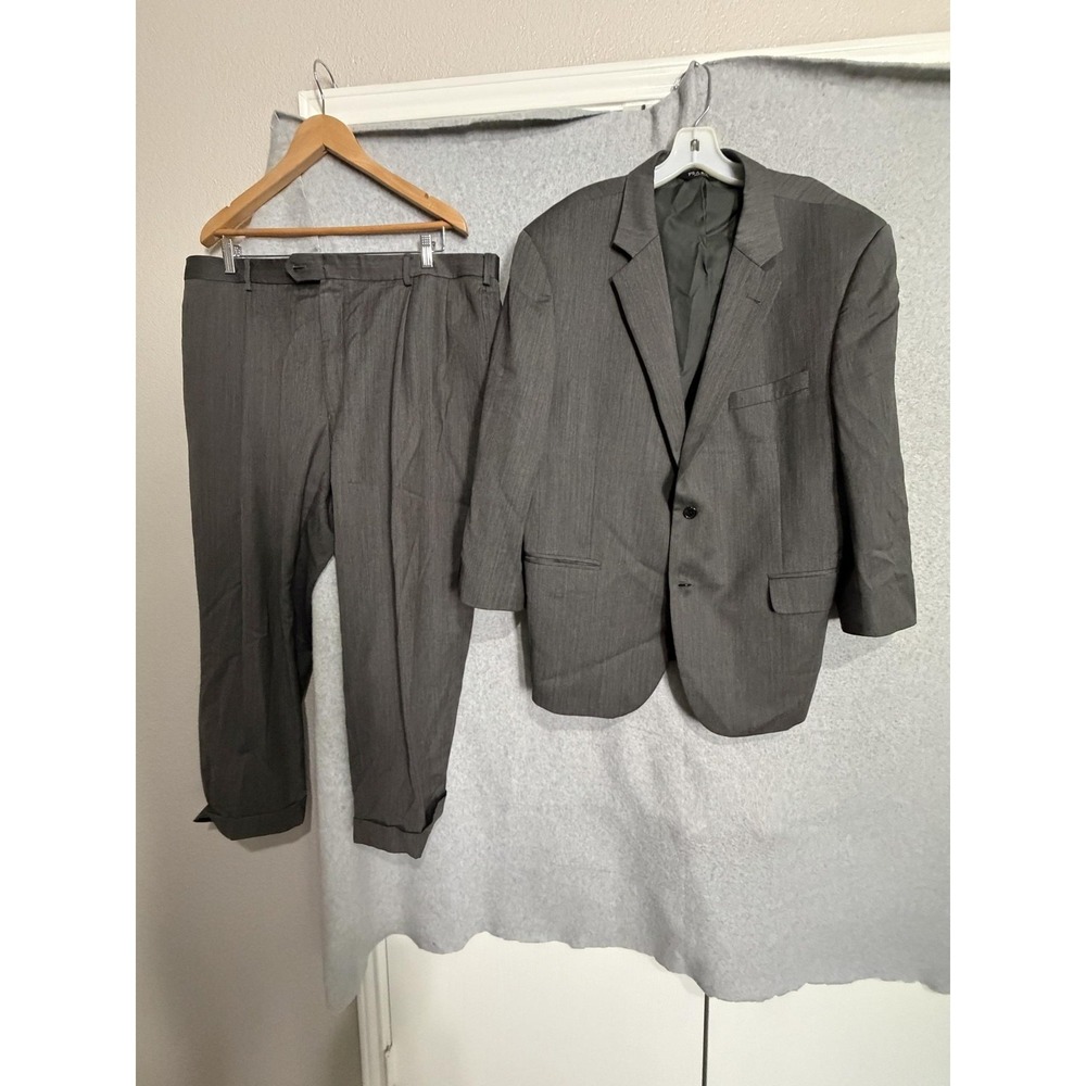 Jos. A. Bank Signature‎ Suit Mens 46 42x29 Gray Herringbone 2 Piece Jacket Pants